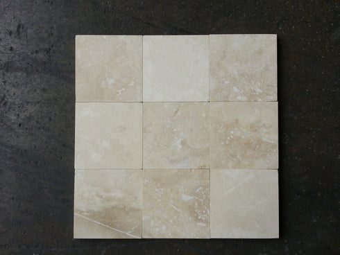 Ivory Travertine Filled & Honed Wall and Floor Tile 4x4"